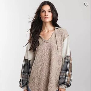 Pieced Plaid Hoodie